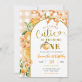 Invitation Cutie Orange Gingham 1st birthday (Devant)