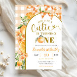 Invitation Cutie Orange Gingham 1st birthday<br><div class="desc">Cutie Orange Gingham 1st birthday invitation,  Our Little Cutie Is Turning One Birthday,  Editable Orange Birthday Invite</div>