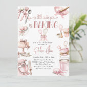 Invitation Cutie Pie | Baby shower fille rose aquarelle (Debout devant)