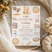 Invitation Cutie Pie Baking Teddy Bear Baby shower d'automne