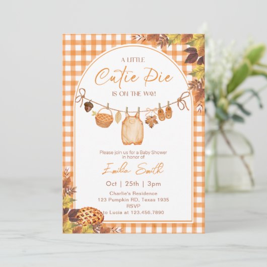 Invitation Cutie Pie est en route automne Baby shower (Debout devant)