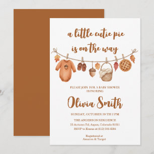Invitation Cutie Pie est en route, Baby Shower d'automne