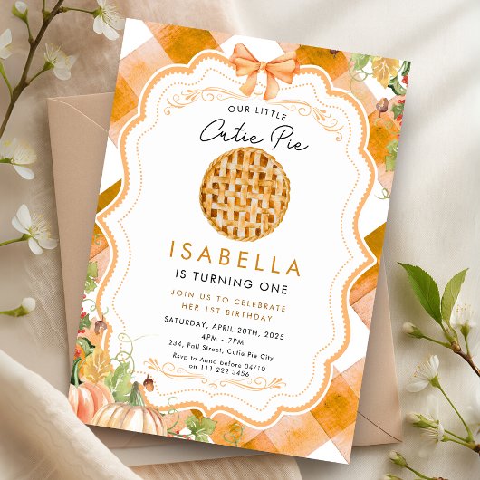 Invitation Cutie Pie Fall First 1st Birthday Thanksgiving