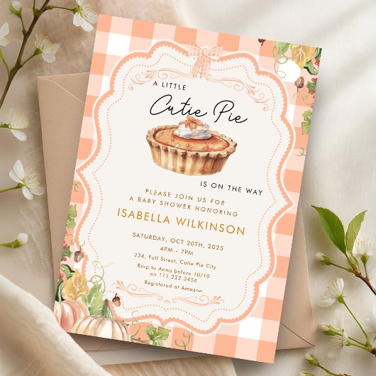 Invitation Cutie Pie Fall Pumpkin Pie Baby Shower