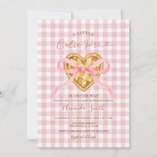 Invitation Cutie Pie Heart Pink Bow En vichy Automne Baby sho