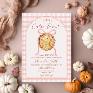 Invitation Cutie Pie Pastel Bow rose En vichy Baby shower d'a