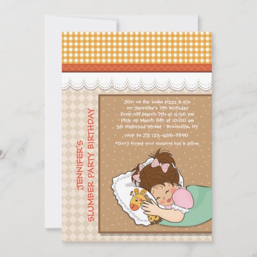 Invitation Cutie Sleeping Anniversaire Stwood Party Invitatio (Devant)