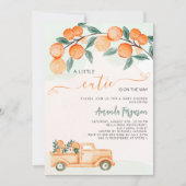 Invitation Cutie sur le chemin oranges baby shower aquarellé (Devant)