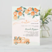 Invitation Cutie sur le chemin oranges baby shower aquarellé (Debout devant)