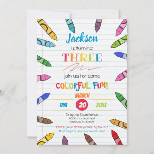 Invitation Cuties Crayon Art Papier Coloré Fête Anniversaire