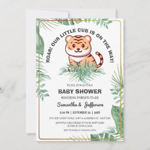 Invitation Cuties Verdure Forêt tropicale Baby shower de tigr
