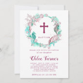 Invitation Cyan & Lavande sous la mer Wreath Baptism (Devant)