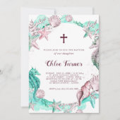 Invitation Cyan & Lavande sous le baptême de la mer (Devant)