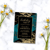 Invitation Cyan Marbre brillant or Paint peinture à huile Tex