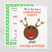 Invitation Cyber Noël Reindeer fête personnalisée (Devant / Derrière)