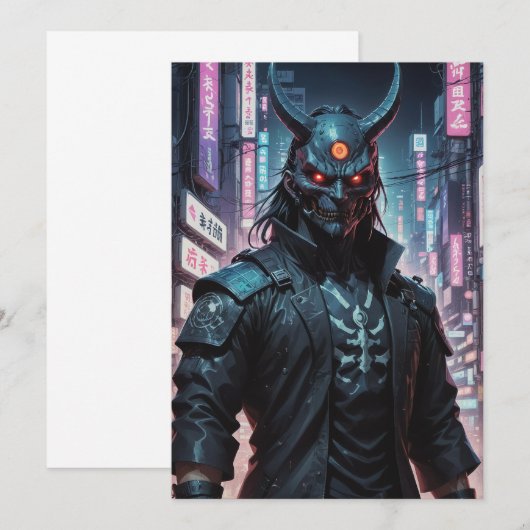 Invitation Cyberpunk Demon Samurai (Devant / Derrière)