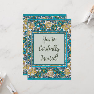 Invitation cyclamen bleu art nouveau fleur botanique