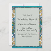 Invitation cyclamen bleu art nouveau fleur botanique (Dos)