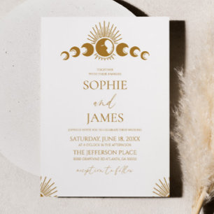 Invitation Cycle de Lune Céleste Mariage Élégant minimal