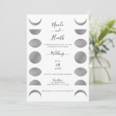 Invitation Cycles de Phases de Lune Argent et Blanc Mariage   (Debout devant)