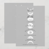 Invitation Cycles de Phases de Lune Argent Gris & Blanc Maria (Devant / Derrière)