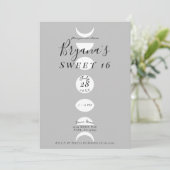 Invitation Cycles de Phases de Lune Gris & Blanc Douce 16 (Debout devant)