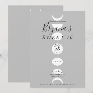 Invitation Cycles de Phases de Lune Gris & Blanc Douce 16