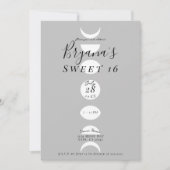 Invitation Cycles de phases lunaires gris et blanc Douce 16 (Devant)