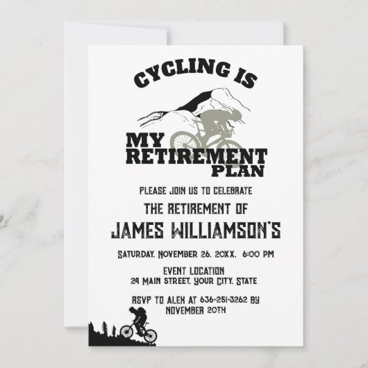 Invitation Cycling is my retirement plan retired party (Devant)