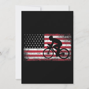 Invitation Cycliste faisant du vélo Drapeau américain 4 juill
