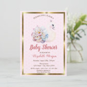 Invitation Cygne bébé, Pois, Baby shower floral (Debout devant)