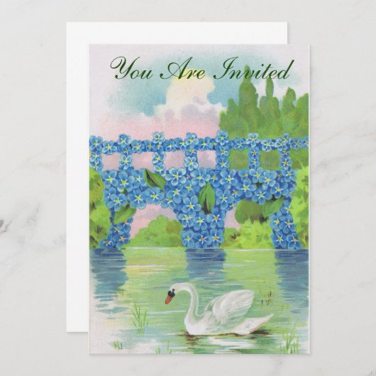 Invitation Cygne Blanc Vintage (Devant / Derrière)