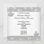 Invitation Cygne élégant en argent et damas 25e anniversaire  (Dos)