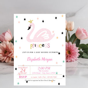 Invitation Cygne, Étoiles, Princesse Baby Shower