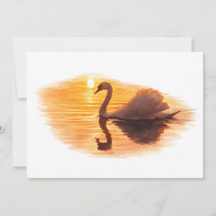 Invitation Cygne glissant au coucher du soleil
