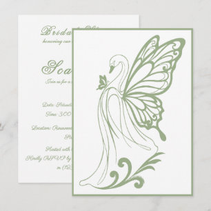 Invitation Cygne gracieux aux ailes de papillon Vert sauge