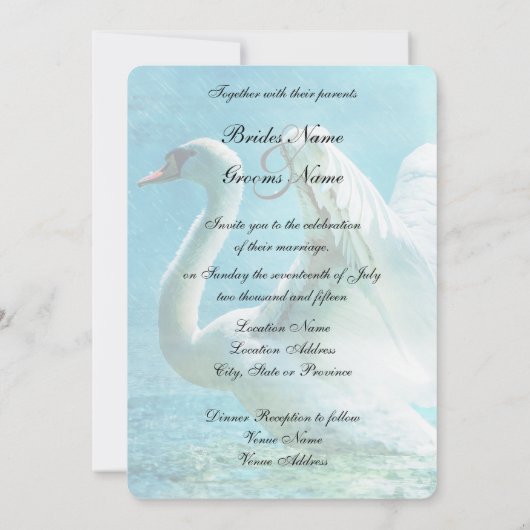 Invitation Cygne magique pendant un Mariage de douche d'été (Dos)