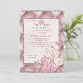 Invitation Cygne princesse sur rose glamour avec diamants (Debout devant)