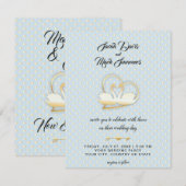Invitation Cygnes de coeur doré, Mariage d'amour doux (Devant / Derrière)