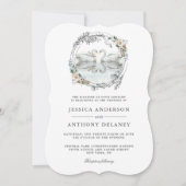 Invitation Cygnes mariages Elégante aquarelle Florale (Devant)