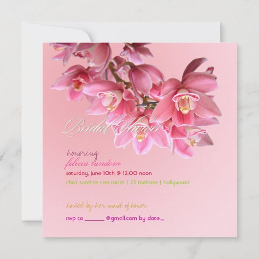 Invitation Cymbidium rose PixDezines/orchidées/événements do- (Dos)