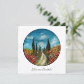 Invitation CYPRÈS ET COQUELICOTS EN TOSCANE, rouge bleu (Debout devant)