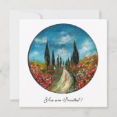Invitation CYPRÈS ET COQUELICOTS EN TOSCANE, rouge bleu (Devant)
