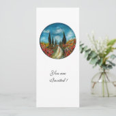 Invitation CYPRÈS ET POPIERS EN TOSCANE, bleu rouge (Debout devant)