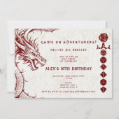 Invitation D20 Dice Celtic Dragon MDN RPG DM Gamer Anniversai (Devant)