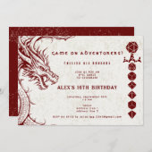 Invitation D20 Dice Celtic Dragon MDN RPG DM Gamer Anniversai (Devant / Derrière)