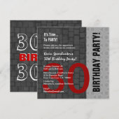 Invitation D418 Black d'argent rouge moderne (Devant / Derrière)