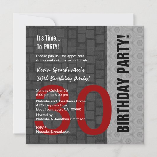 Invitation D418 Black d'argent rouge moderne (Devant)