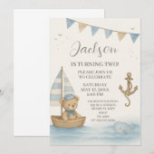 Invitation d’anniversaire nautique du capitaine (Devant / Derrière)