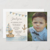 Invitation d’anniversaire nautique du capitaine av (Devant / Derrière)